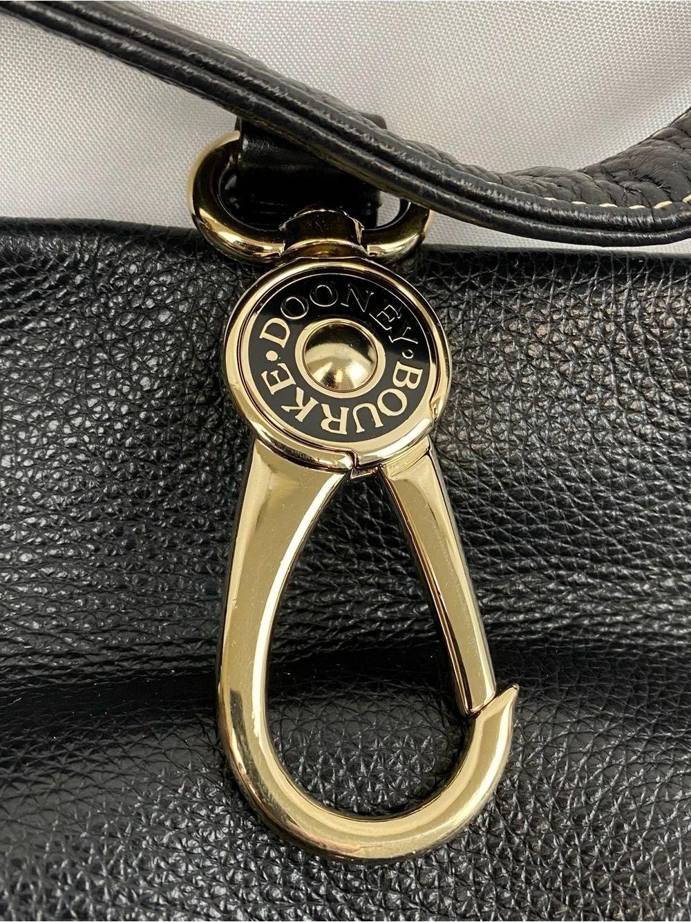 Y2K Dooney & Bourke Logo Lock Black Leather Pink Gingham Large Gold Duck Clasp